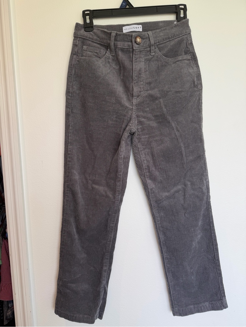 LOFT Straight Leg Corduroy Pants in Gray